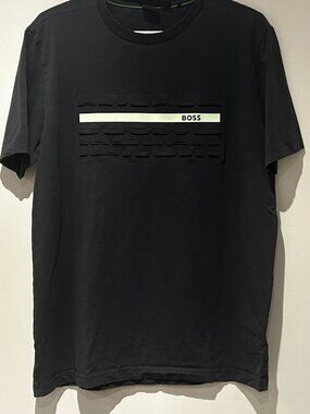 Hugo Boss Stretch T-Shirt Large Grey Logo Graphic Premium Designer Tee L